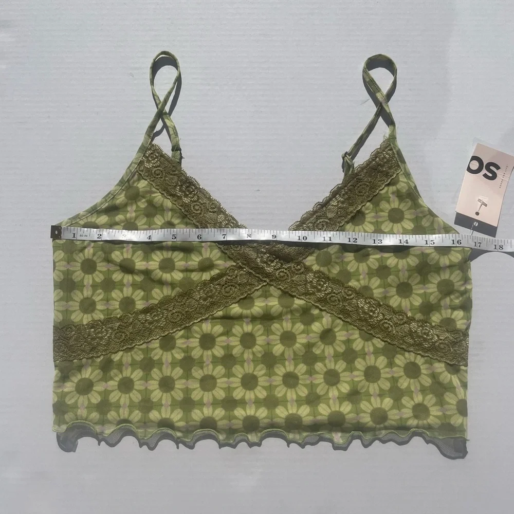 Green Floral Lace Cami Tank | Size L | NWT - Picture 3 of 6